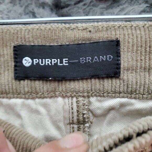 Purple Brand Jeans Mens 34x34 Brown Button Fly Corduroy Paisley Print Skinny - Picture 2 of 16